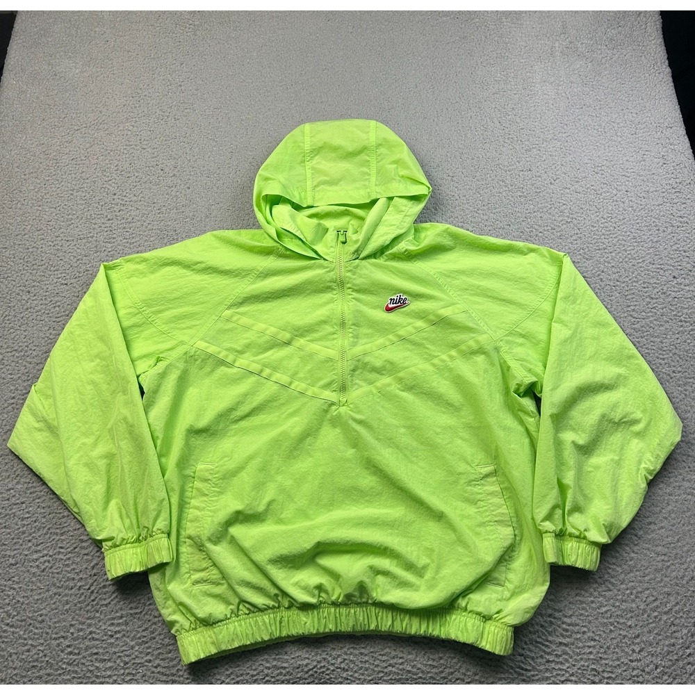 Nike Men's Sportswear Heritage Windrunner 1/2 Zip Hooded Green Jacket Medium